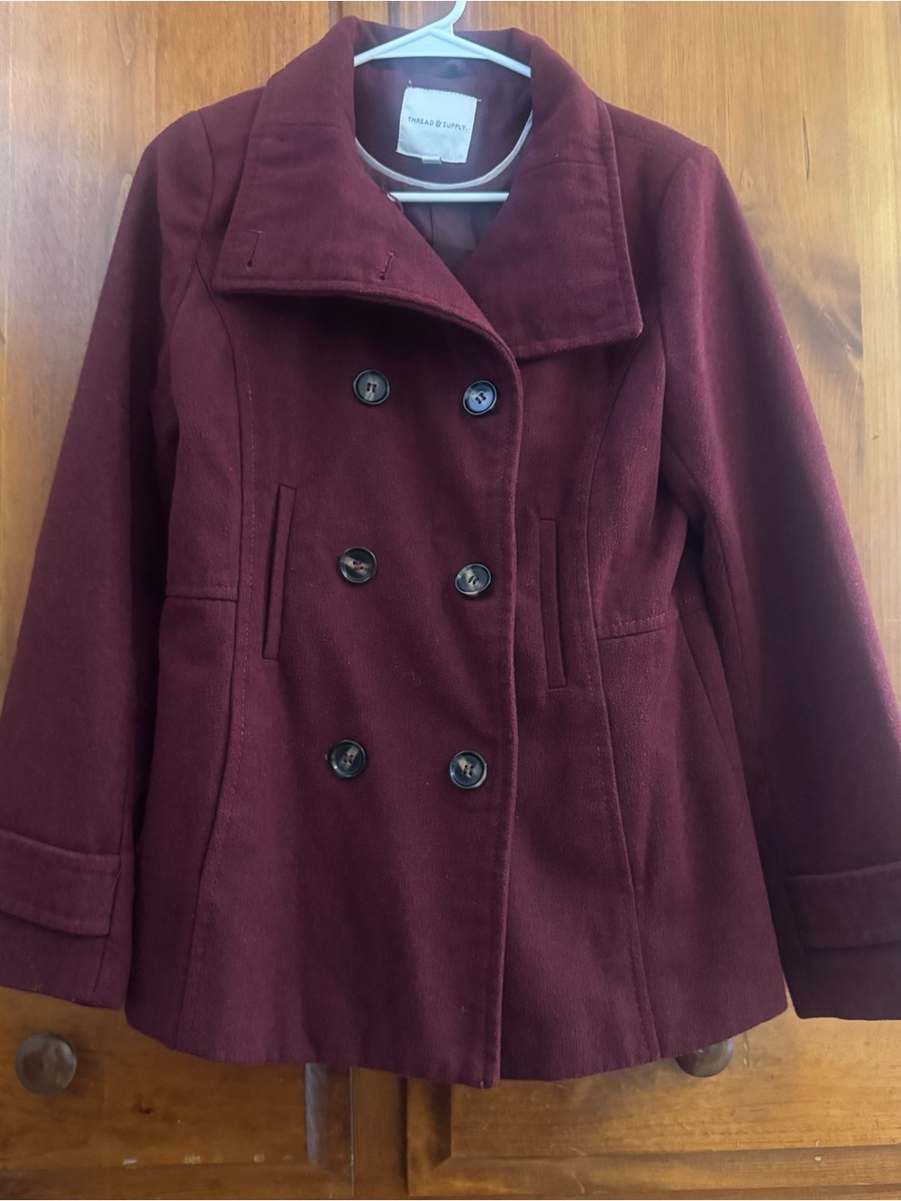Thread & Supply Double-Breasted Wine Peacoat